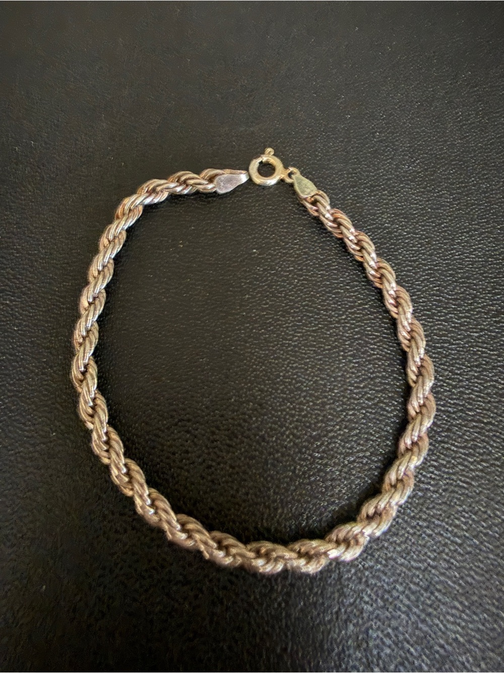 Thick sterling silver braided rope bracelet